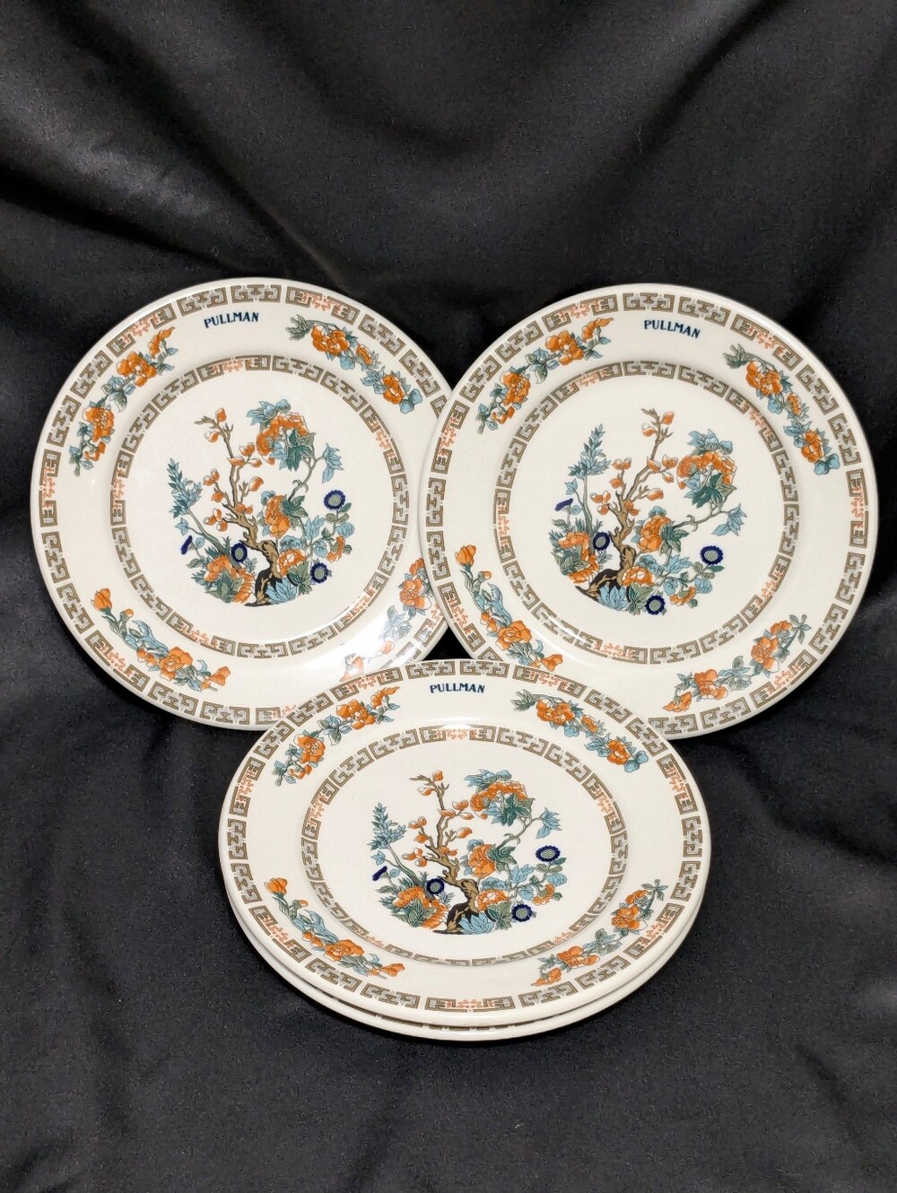 Pullman Company Railroad Set of 4 SYRACUSE China 7.25 Dessert Plates Indian Tree